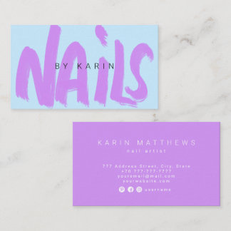 Written by brush Nails inscription Business Card