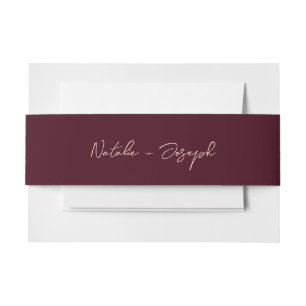  Written Deep Burgundy Retro Whimsical Wedding Invitation Belly Band