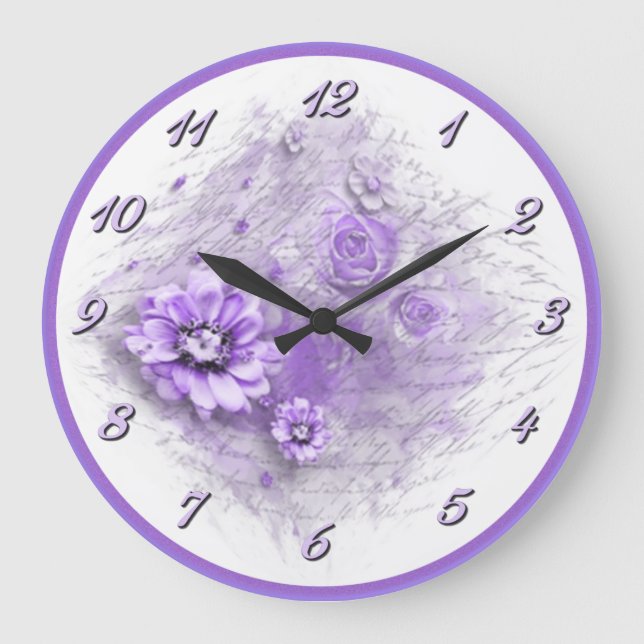 Written In Floral Lavender Wall Clock (Front)