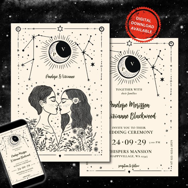 Written in Stars Lesbian Wedding Invitation (Creator Uploaded)