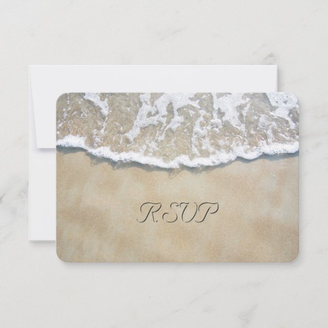 Written in the Sand Beach Wedding RSVP Card (Front)