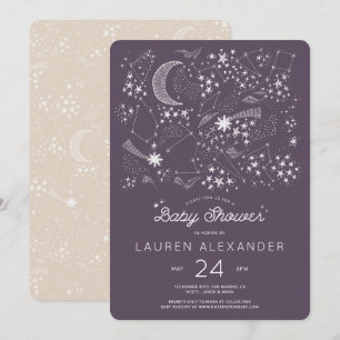 Written in the Stars Baby Shower Eggplant Invitation