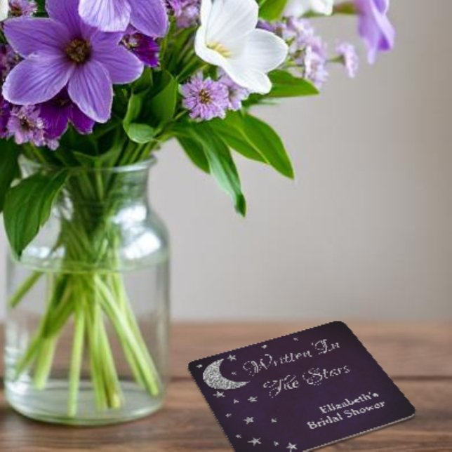 Written In The Stars Bridal Shower Square Paper Coaster (Creator Uploaded)