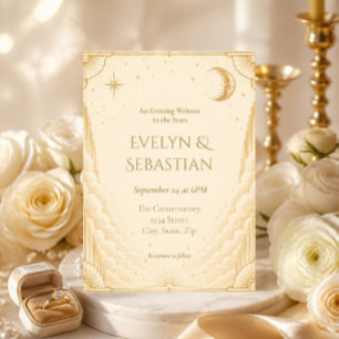 Written in the Stars Celestial Gold Wedding Invitation