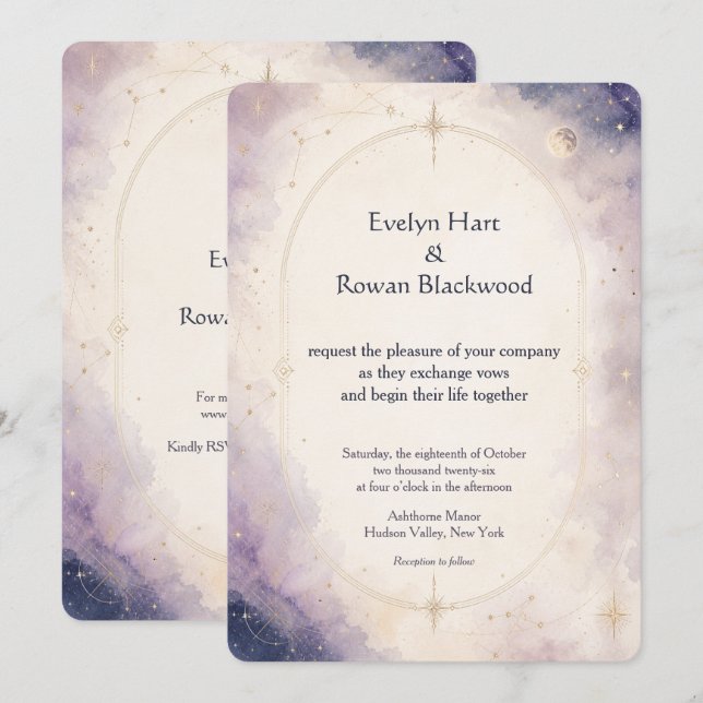 Written in the Stars Celestial Wedding Invitation (Front/Back)
