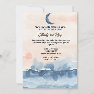 Written in the stars midnight blue navy invitation