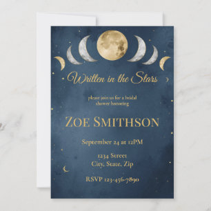 Written in the Stars   Navy & Gold Celestial Brida Invitation