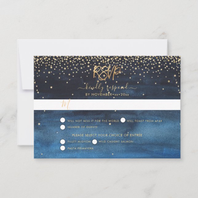 Written in the Stars RSVP with meal selections Announcement (Front)