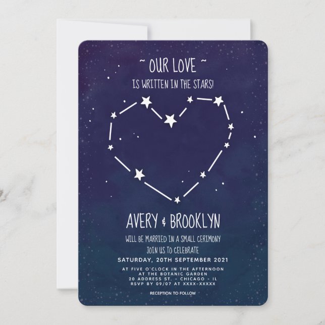 Written In The Stars Small Wedding Invitation (Front)