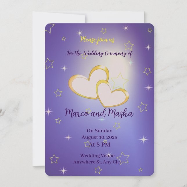 Written in the stars wedding invitation (Front)