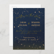 Written in the stars wedding postcard invitation