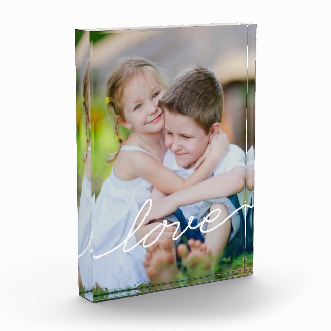 Written Love Personalised Acrylic Photo Block (Left)