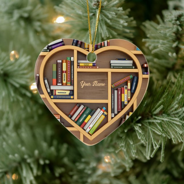 Writter Reader Bookshelf Books Lover Bookworm Ceramic Ornament (Tree)