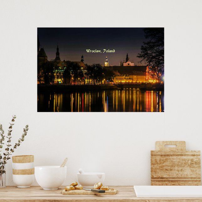 Wroclaw, Poland cityscape photograph, twilight, Poster (Kitchen)