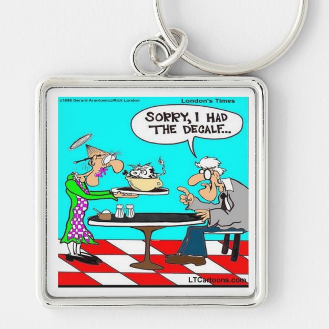 Wrong Coffee Funny Cow Cartoon Gifts & Tees Key Ring (Front)