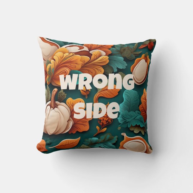 Wrong Side Decorative Greenish Fall Cushion (Front)