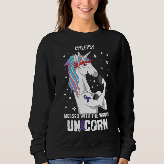 Wrong Unicorn Epilepsy Awareness Supporter Ribbon Sweatshirt (Front)