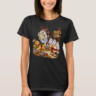 Wrong Way Halloween Ghosts Dog Cat Funny Adventure T-Shirt