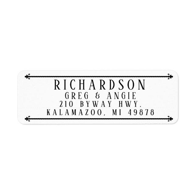 WROUGHT IRON BARS ADDRESS RETURN ADDRESS LABEL (Front)