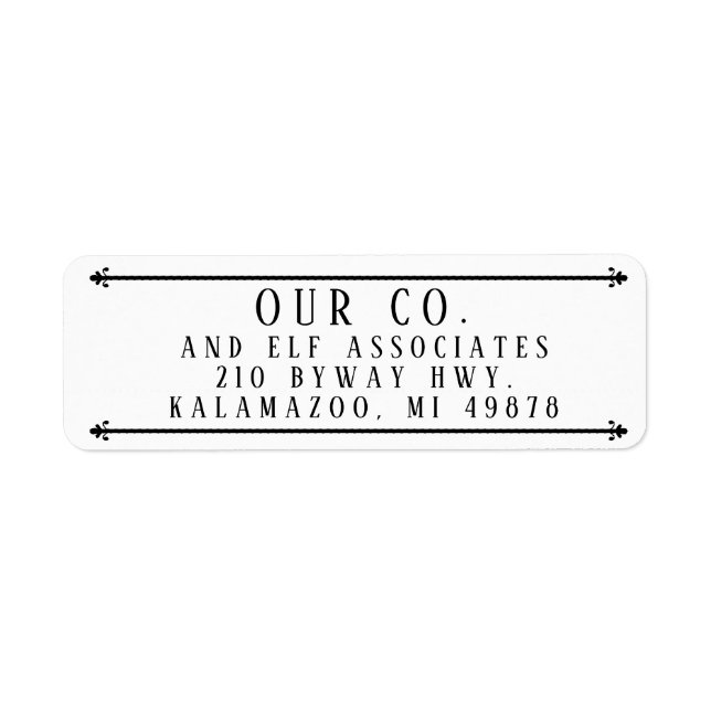 WROUGHT IRON BARS ADDRESS RETURN ADDRESS LABEL (Front)