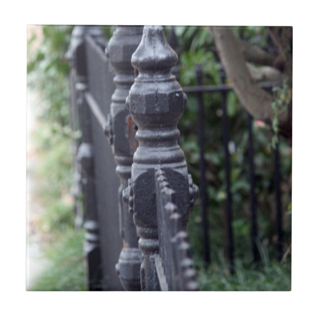 Wrought Iron Fence Ceramic Tile Decoration (Front)