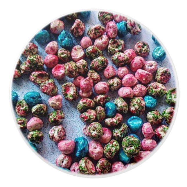 WSSBX 'Beads in pink and blue' Custom Ceramic Knob (Front)
