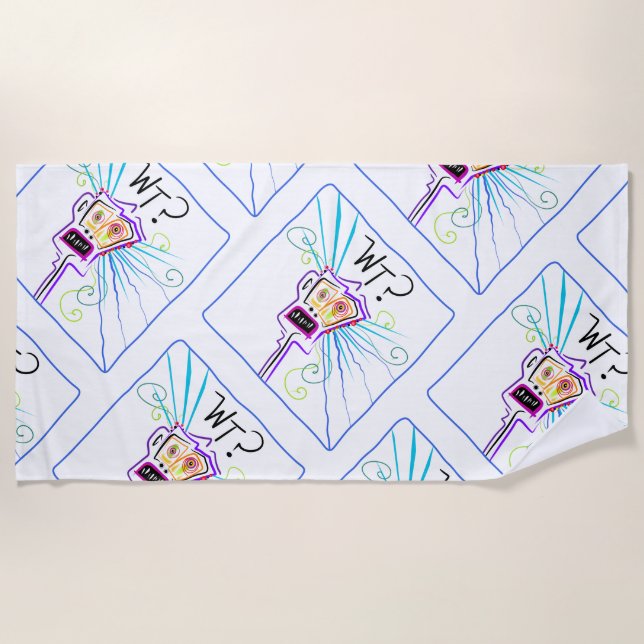 WT? - WHAT THE ?? EMOJI Meemogie Beach Towel (Front)