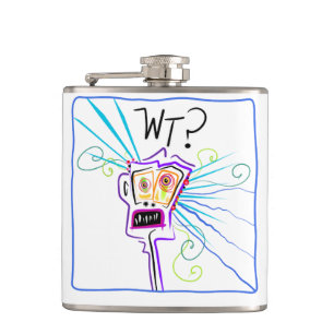 WT? WHAT THE ?? EMOJI Meemogie Hip Flask