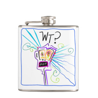 WT? WHAT THE ?? EMOJI Meemogie Hip Flask