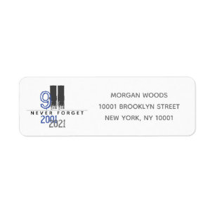 WTC 911 Grey Never Forget 20 Year Return Address Label