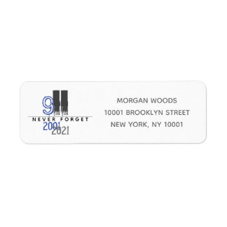 WTC 911 Grey Never Forget 20 Year Return Address Label