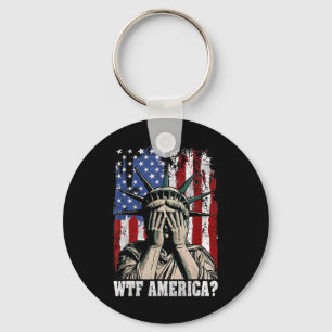 Wtf America Anti-trump Statue Of Liberty Usa Flag Key Ring