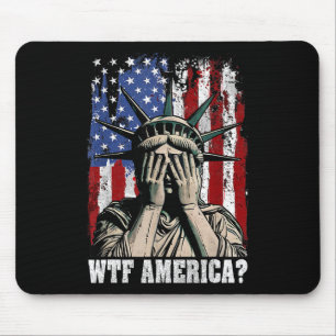 Wtf America Anti-trump Statue Of Liberty Usa Flag  Mouse Pad