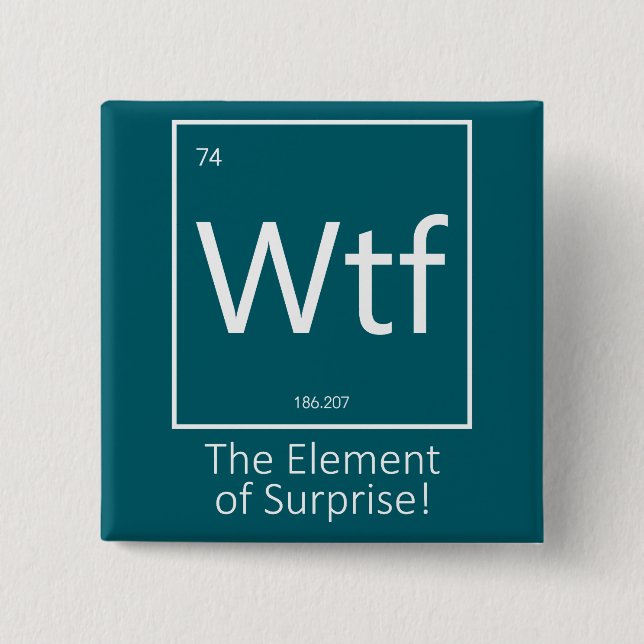 Wtf Funny, Periodic Table Style  15 Cm Square Badge (Front)