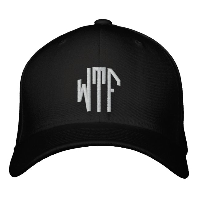 WTF lg oct fitted blk ht Embroidered Hat (Front)