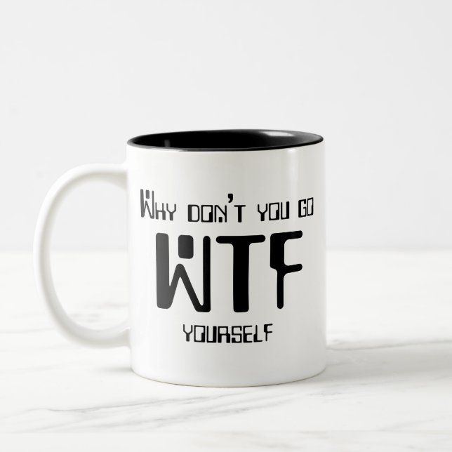 WTF Mug - two tone b&w (Left)