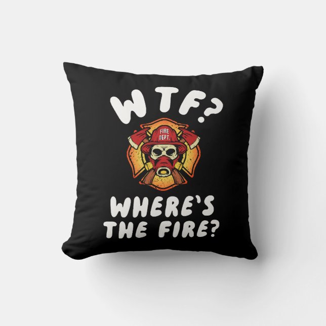 WTF Where's the Firefighter Cushion (Front)