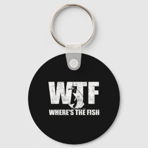 Wtf Where's The Fish Men's Funny Fishing Gifts Fat Key Ring