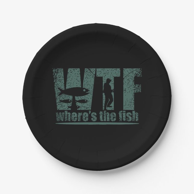 WTF Wheres The Fish Paper Plate (Front)