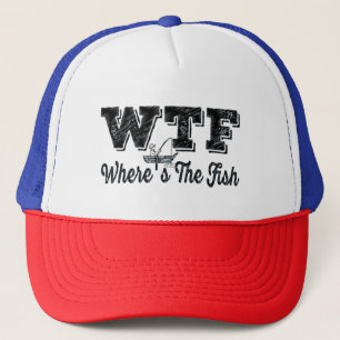 WTF Where's The Fish- Vintage Fisherman Humour Pun Trucker Hat