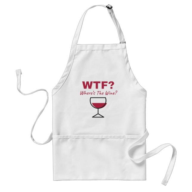 WTF? Where's The Wine? Humourous Wine Lovers Standard Apron (Front)