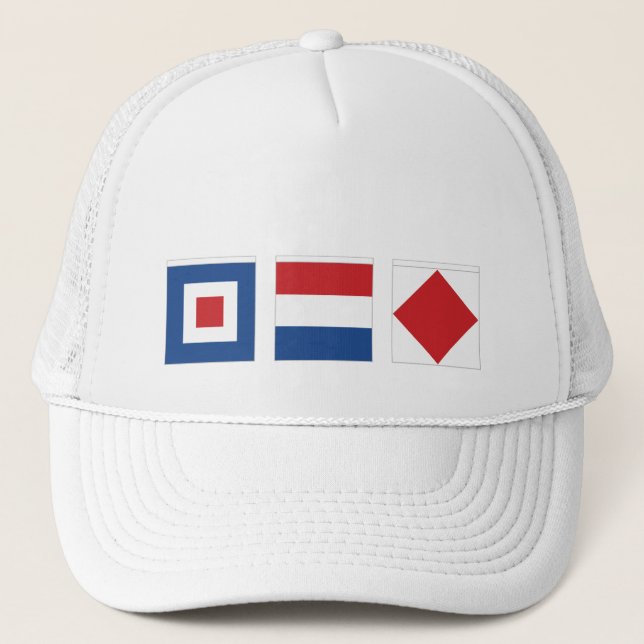 WTF Whiskey Tango Foxtrot Signal Flags Trucker Hat (Front)