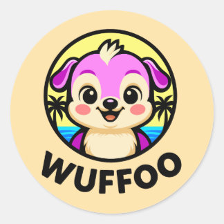 Wuffoo Adventures Cute Kawaii Puppy animation  Classic Round Sticker