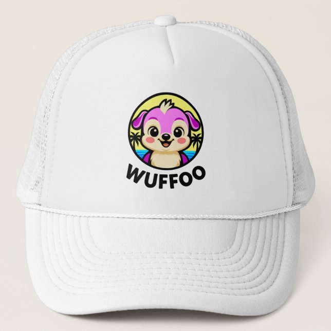 Wuffoo Adventures Cute Kawaii Puppy animation logo Trucker Hat (Front)