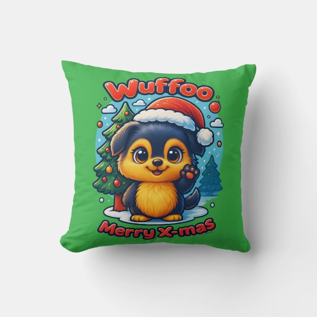 Wuffoo Molli Merry X-mas Kawaii 3D Holiday Cushion (Front)