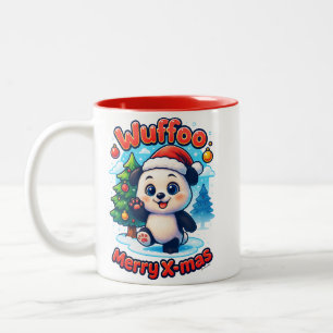 Wuffoo Poppi Merry X-mas Kawaii 3D Holiday Two-Tone Coffee Mug