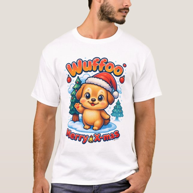Wuffoo Roony Merry X-mas Kawaii 3D Holiday T-Shirt (Front)
