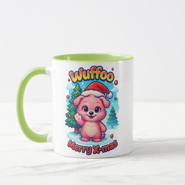 Wuffoo Shelly Merry X-mas Kawaii 3D Holiday Mug (Left)