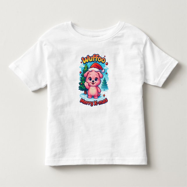 Wuffoo Shelly Merry X-mas Kawaii 3D Holiday Toddler T-Shirt (Front)