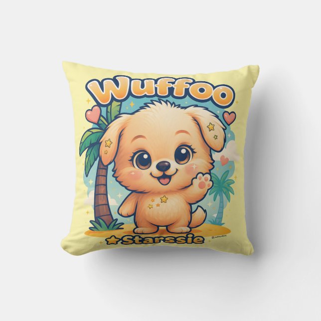 Wuffoo Starssie Kawaii Puppy Tropical Island Cushion (Front)